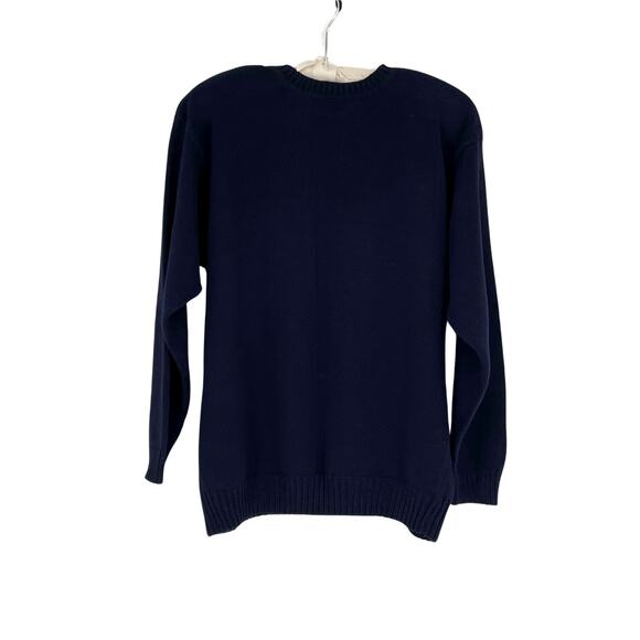 Vintage Elisabeth Navy Sweater with 2 Large Flowers - Plus 1X - 80s - Floral - Picture 2 of 8